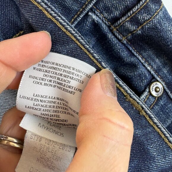Vince Jeans Womens 28 Flare Mykonos Dark Wash Mid Rise Made in USA DV072… - Picture 5 of 8